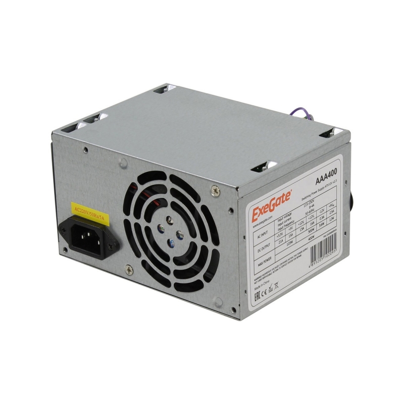Блок питания Exegate ES259590 RUS AAA400, ATX, 8cm fan, 24p+4p, 2x SATA, 1x IDE