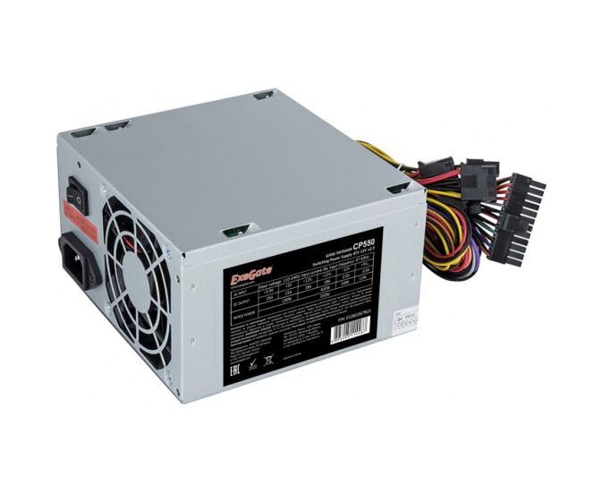 Блок питания Exe Gate EX282067 RUS 550 W CP550, ATX, 8cm fan, 24p+4p, 3x SATA, 2x IDE, FDD