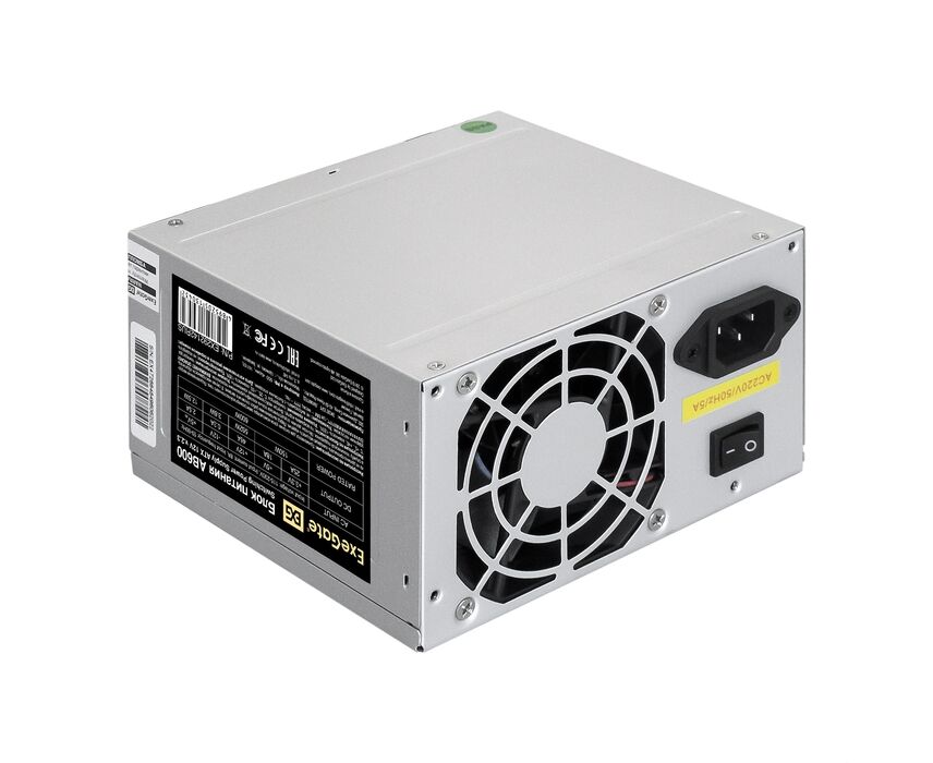 Блок питания Exe Gate AB600 EX292142 RUS 600 W (ATX, 8cm fan, 24pin, 4+4pin, 3x SATA, 2x IDE, FDD)