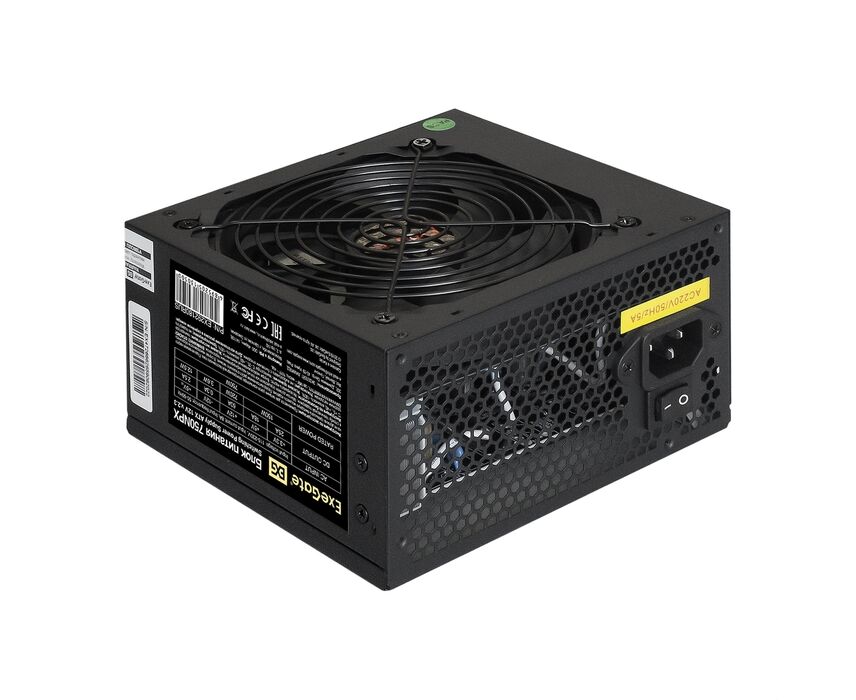Блок питания Exe Gate 750 NPX EX292180 RUS 750 W (ATX, 12cm fan, 24pin, 2x(4+4)pin, PC Ie, 3x SATA, 2x IDE, FDD, black)