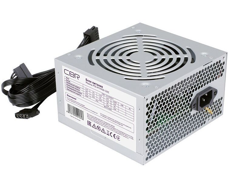 Блок питания CBR PSU-ATX450-12 EC ATX, 450 W, 20+4pin/1*4pin/1*IDE/2*SATA, 12cm fan