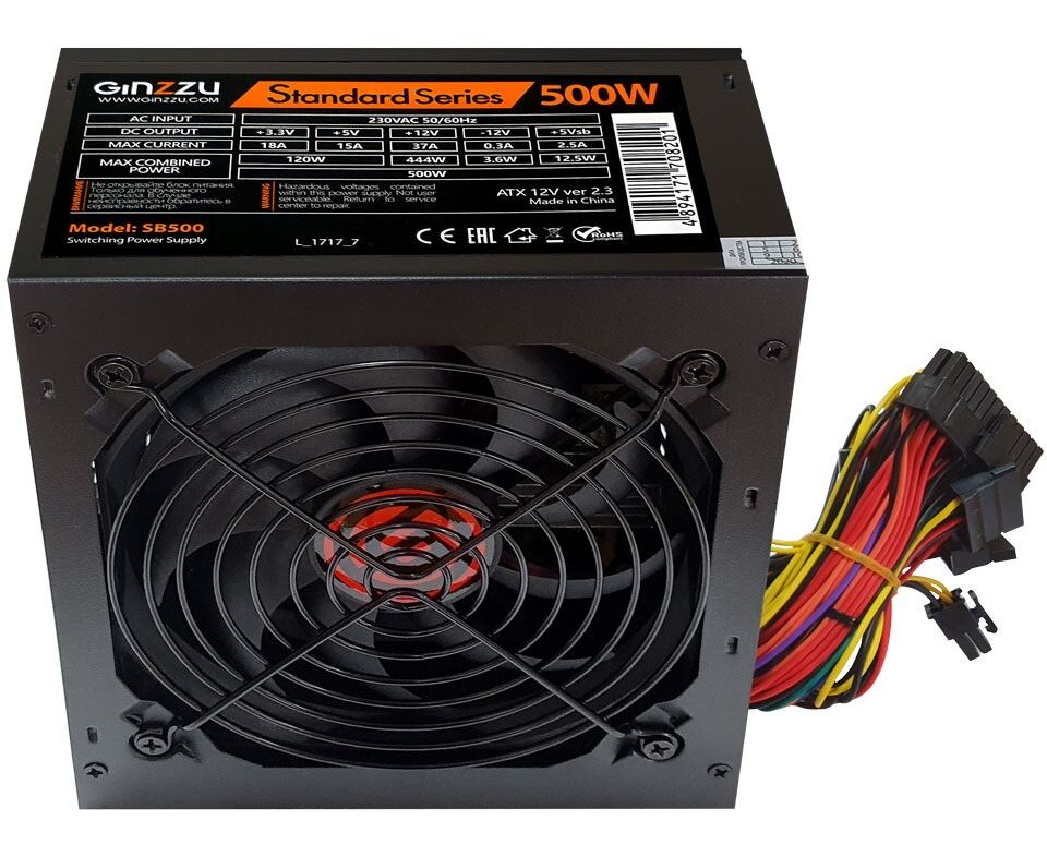 Блок питания Ginzzu SB500 ATX 12cm fan