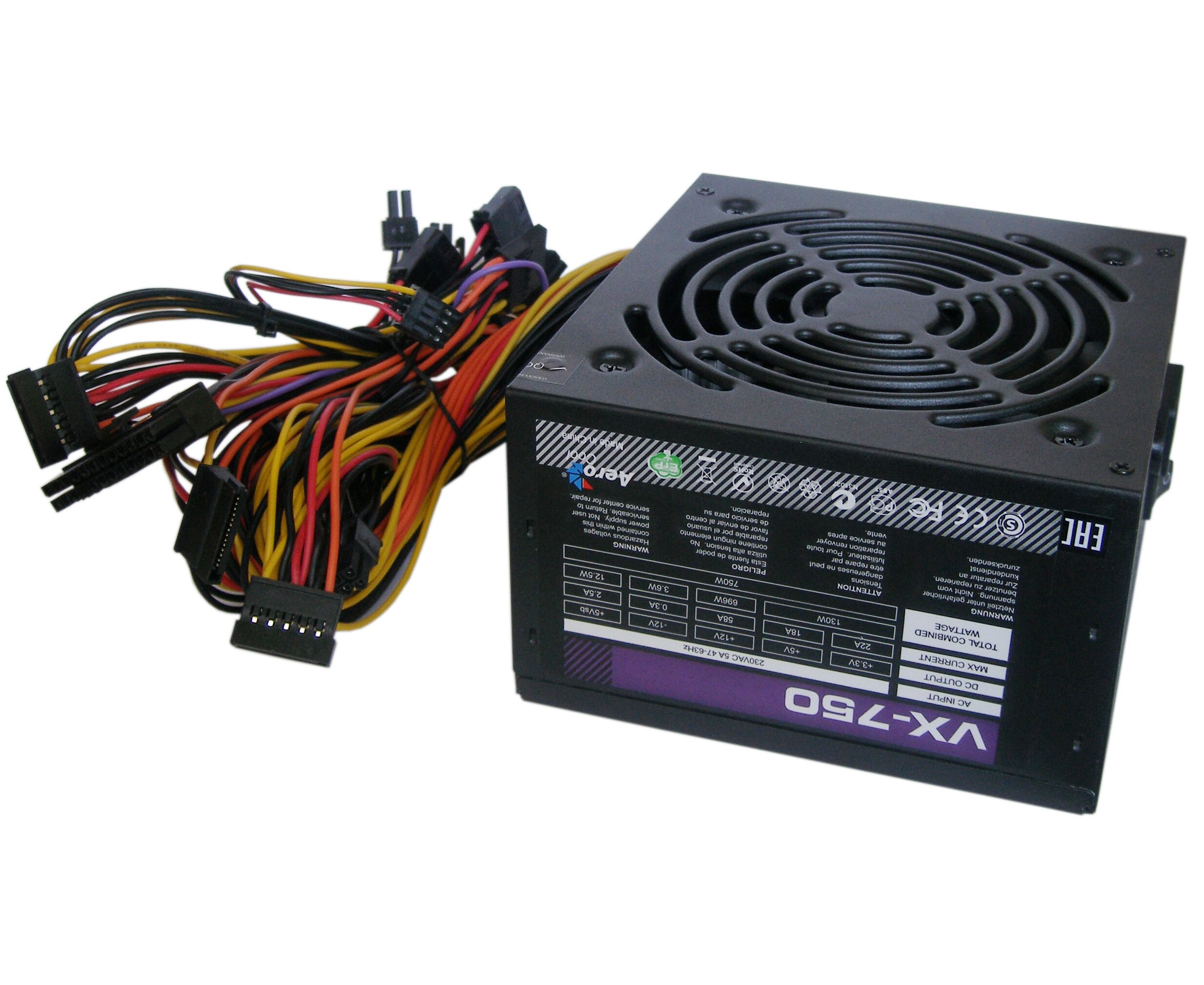 Блок питания Aerocool VX PLUS 750 ,750 W, ATX v2.3, A.PFC, fan 12cm, 2x PCI-E [6+2-Pin], 6x SATA, 3x MOLEX, 1x FDD