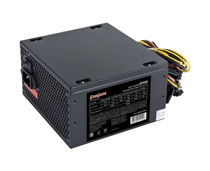 Блок питания Exe Gate EX282070 RUS-S 550 W XP550, ATX, SC, black, 12cm fan, 24p+4p, 6/8p PCI-E, 3x SATA, 2x IDE, FDD