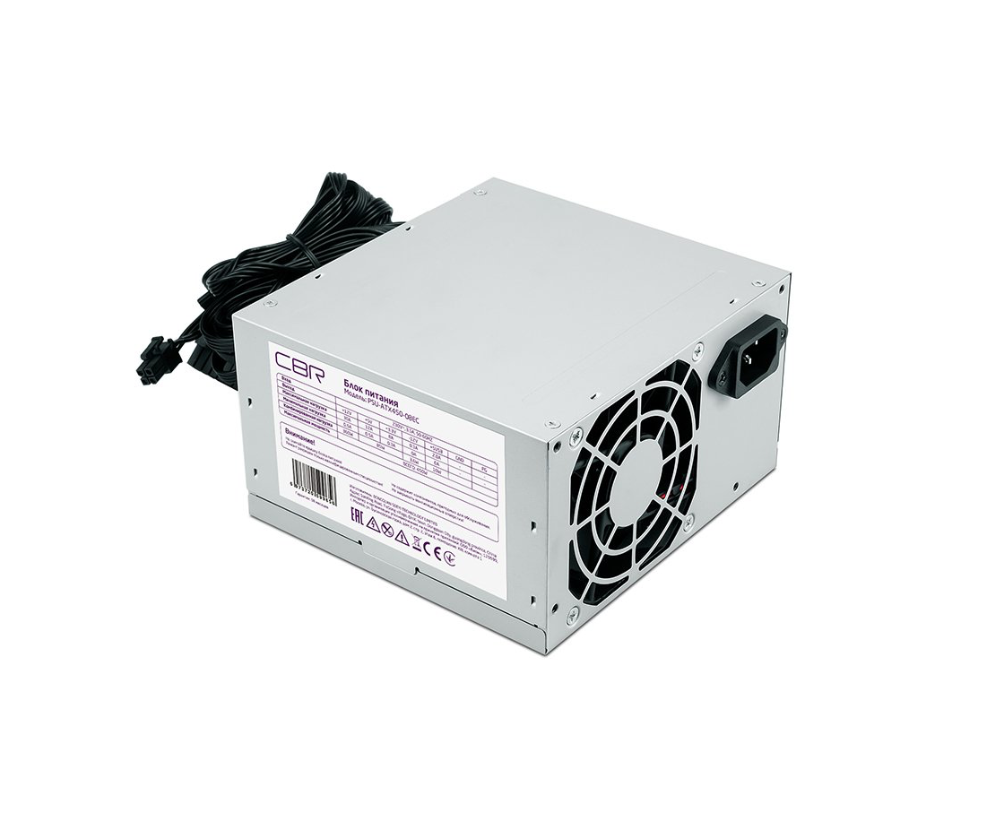 Блок питания CBR ATX 450 W, 8cm fan, 20+4pin/1*4pin/1*IDE/2*SATA, кабель питания 1.2м [PSU-ATX450-08 EC]