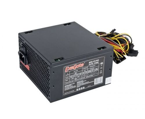 Блок питания Exe Gate EX219461 RUS-PC 450 W XP450, ATX, PC, black, 12cm fan, 24p+4p, 6/8p PCI-E, 3x SATA, 2x IDE, FDD + кабель 220 V