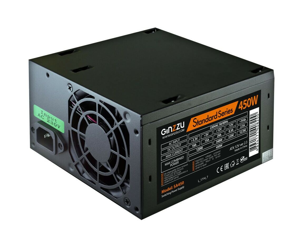 Блок питания Ginzzu SA450 (SA450) 450 Вт ATX, 80 мм
