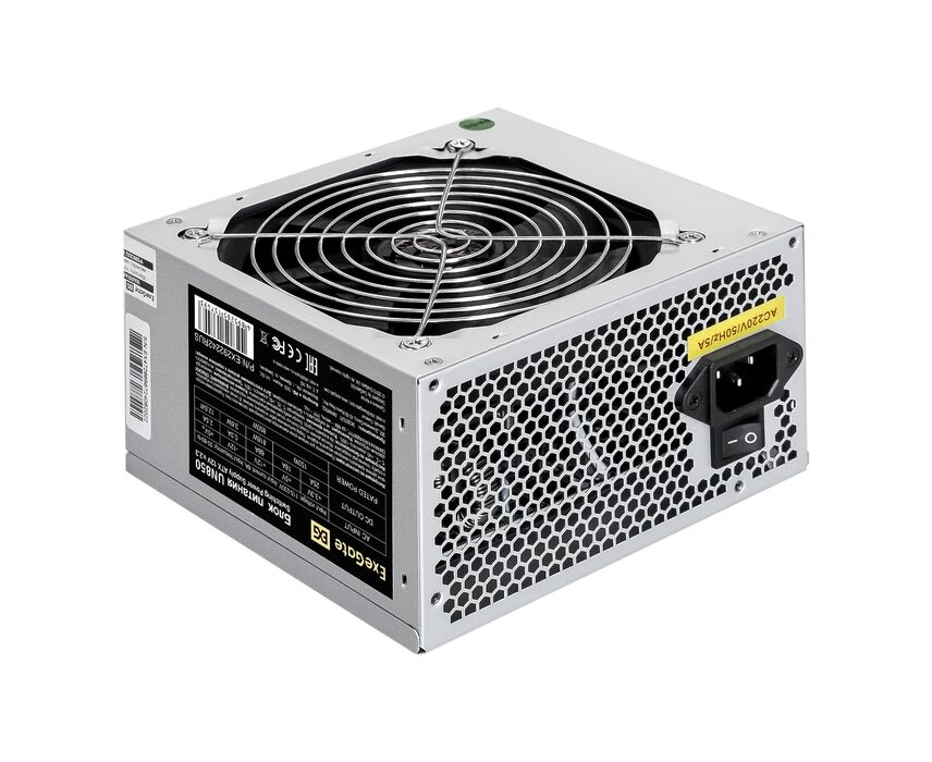 Блок питания Exe Gate UN850 (EX292242 RUS) 850 W (ATX, 12cm fan, 24pin, 2x(4+4)pin, PCI-E, 3x SATA, 2x IDE)