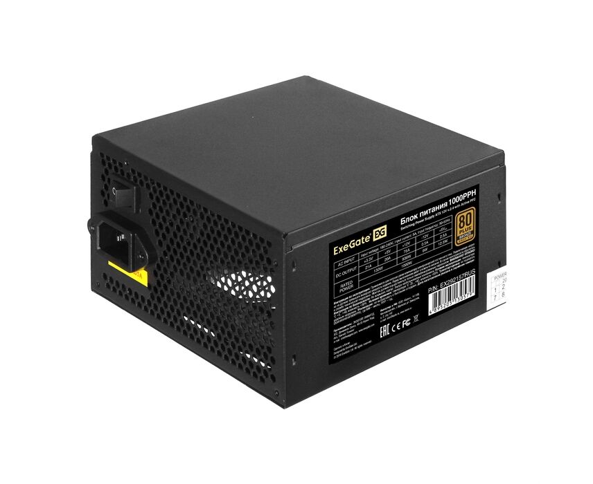 Блок питания Exe Gate 1000 PPH-OEM EX292157 RUS-OEM 80 Plus Bronze 1000 W (ATX, APFC, КПД 89 (80 Plus Bronze)