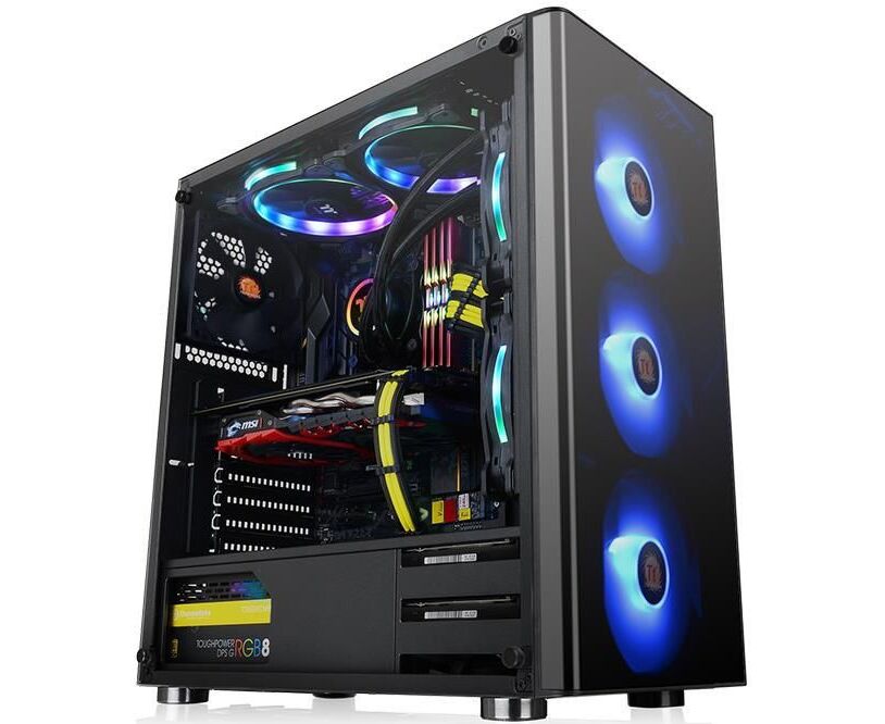 Корпус Thermaltake V200 TG RGB CA-1 K8-00 M1 WN-01 Black/Win/SPCC/Tempered Glass*1/120mm RGB Fans*3 + 120mm Standard Fan*1
