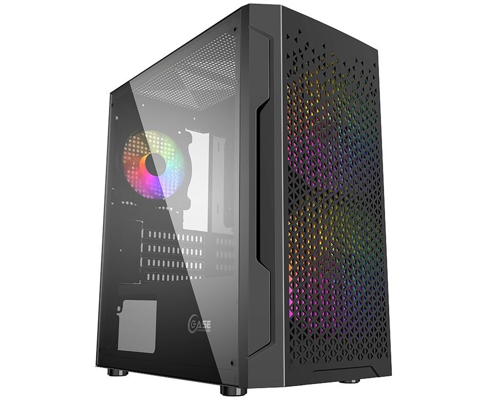 Корпус Powercase CMIMZB-L3 Mistral Micro Z3 B Mesh LED, Tempered Glass, 2x 140mm + 1х 120mm 5-color fan, чёрный, m ATX (CMIMZB-L3)