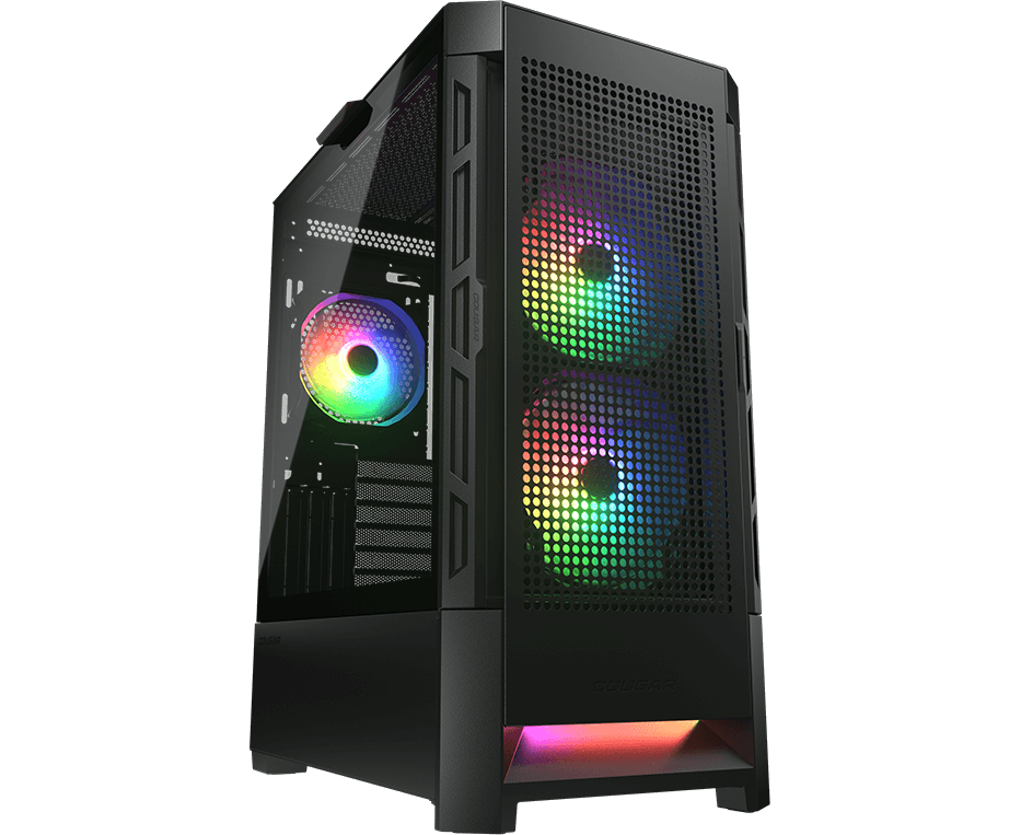 Корпус Cougar Airface RGB Black, 2х 140mm + 1x120mm ARGB Fan, ARGB Fan Hub, без БП, черный, ATX