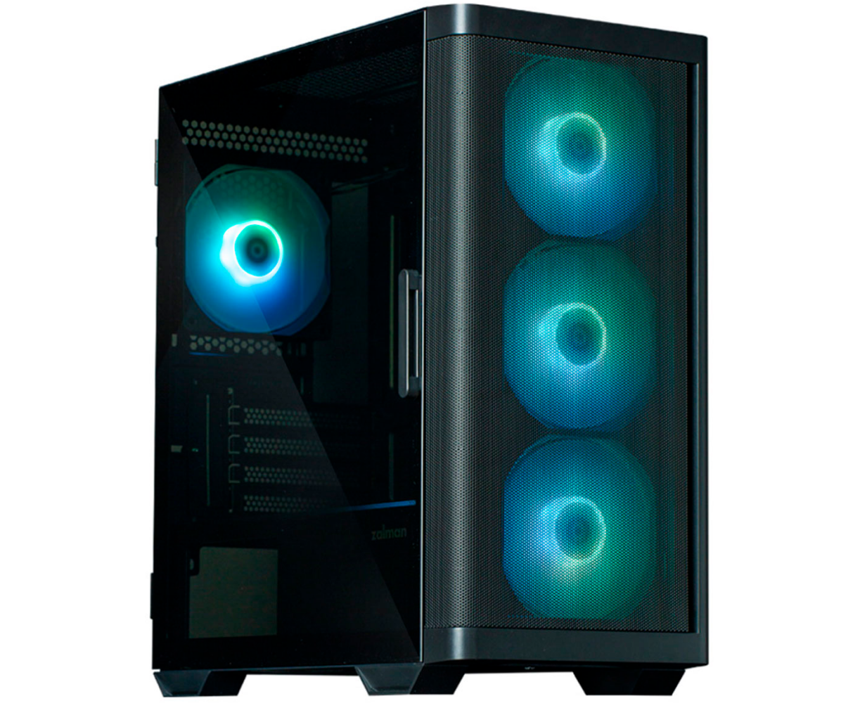 Корпус ZALMAN M4, MATX, Black, Window, 1x Combo (3.5'' or 2.5''), 1x3.5", 2x2.5", 1x USB2.0, 2x USB3.0, Front 3x120mm ARGB, Rear 1x120mm ARGB