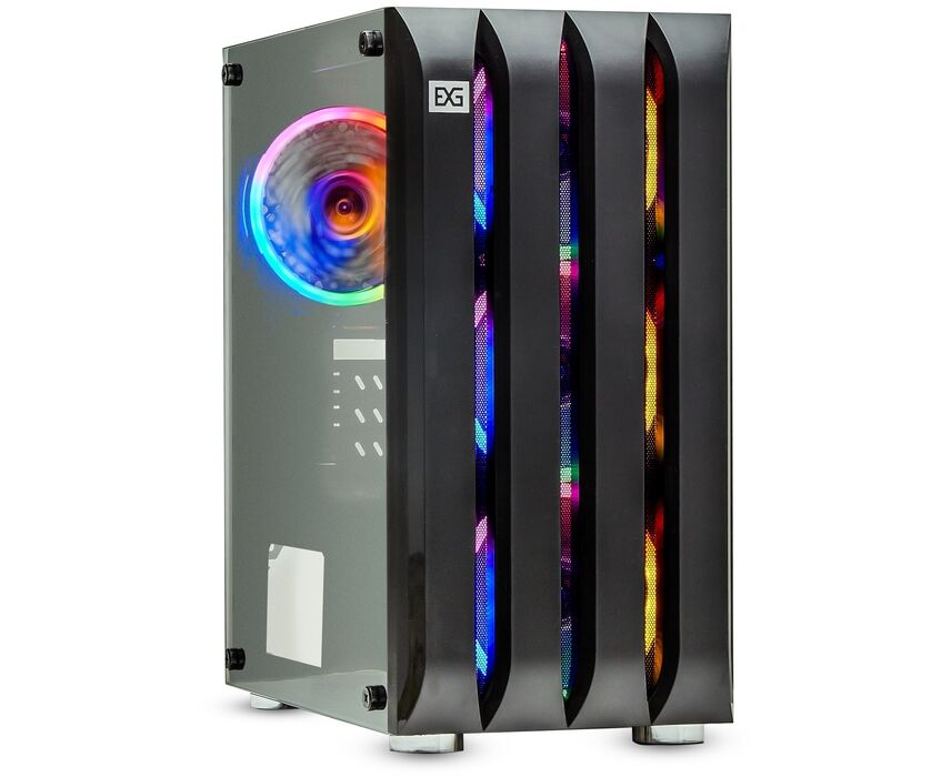 Корпус Exe Gate Mistery R3 EX294383 RUS Minitower (m ATX, без БП, 2*USB+1*USB3.0, аудио, черный, 4 вент. 12см с RGB подсветкой)