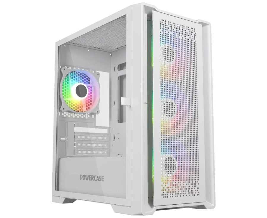 Корпус Powercase Byte Flow Micro White (CAMBFW-A4), Tempered Glass, 4х 120mm ARGB fans, ARGB HUB, белый, m ATX