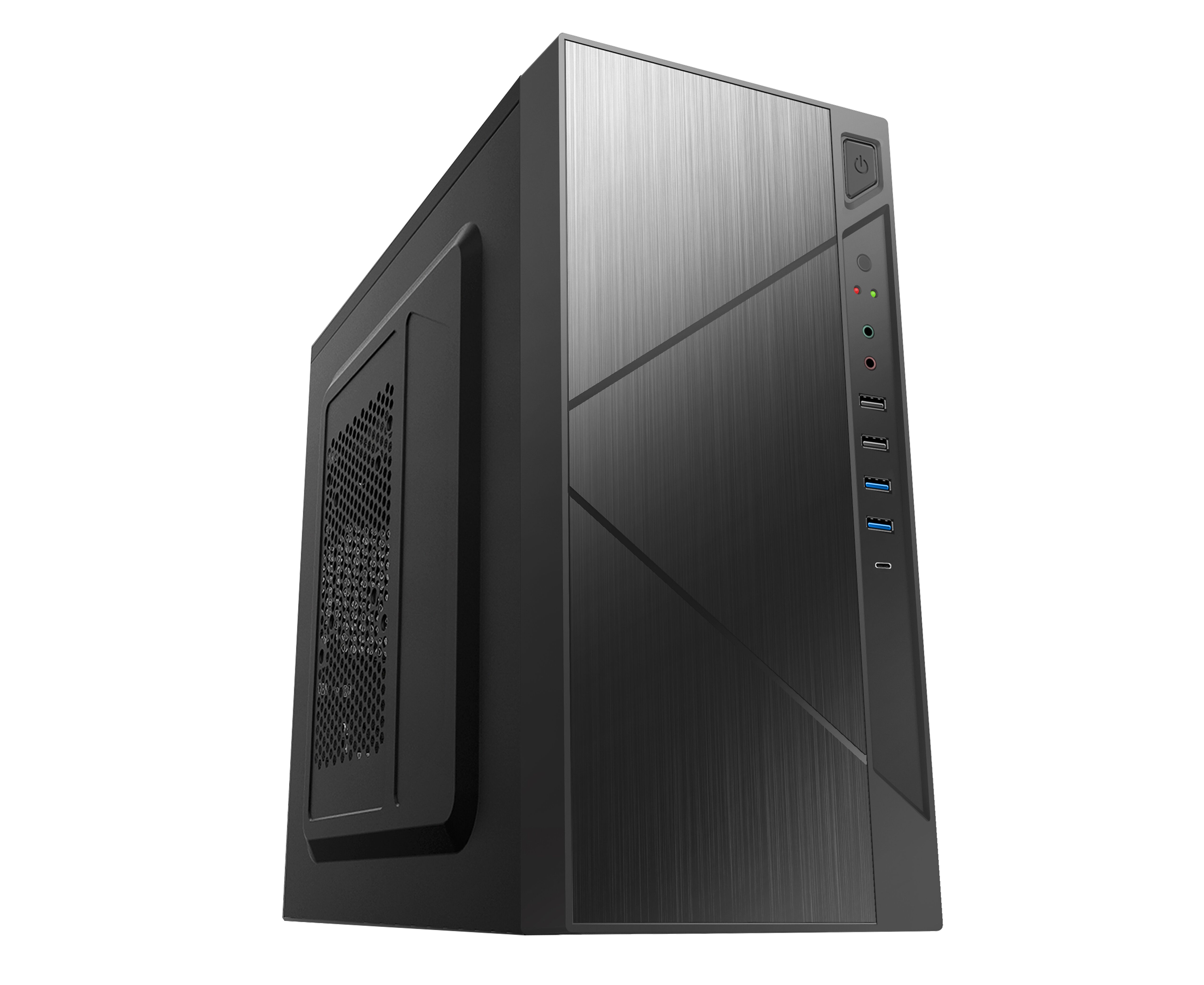 Корпус Foxline Case Forza FZ-059-SX450 R-U32 C m ATX case, black, w/PSU 450 W 12cm, w/2x USB2.0, w/2x USB3.0, w/1x Type-C (USB2.0), w/pwr cord, w/o FAN