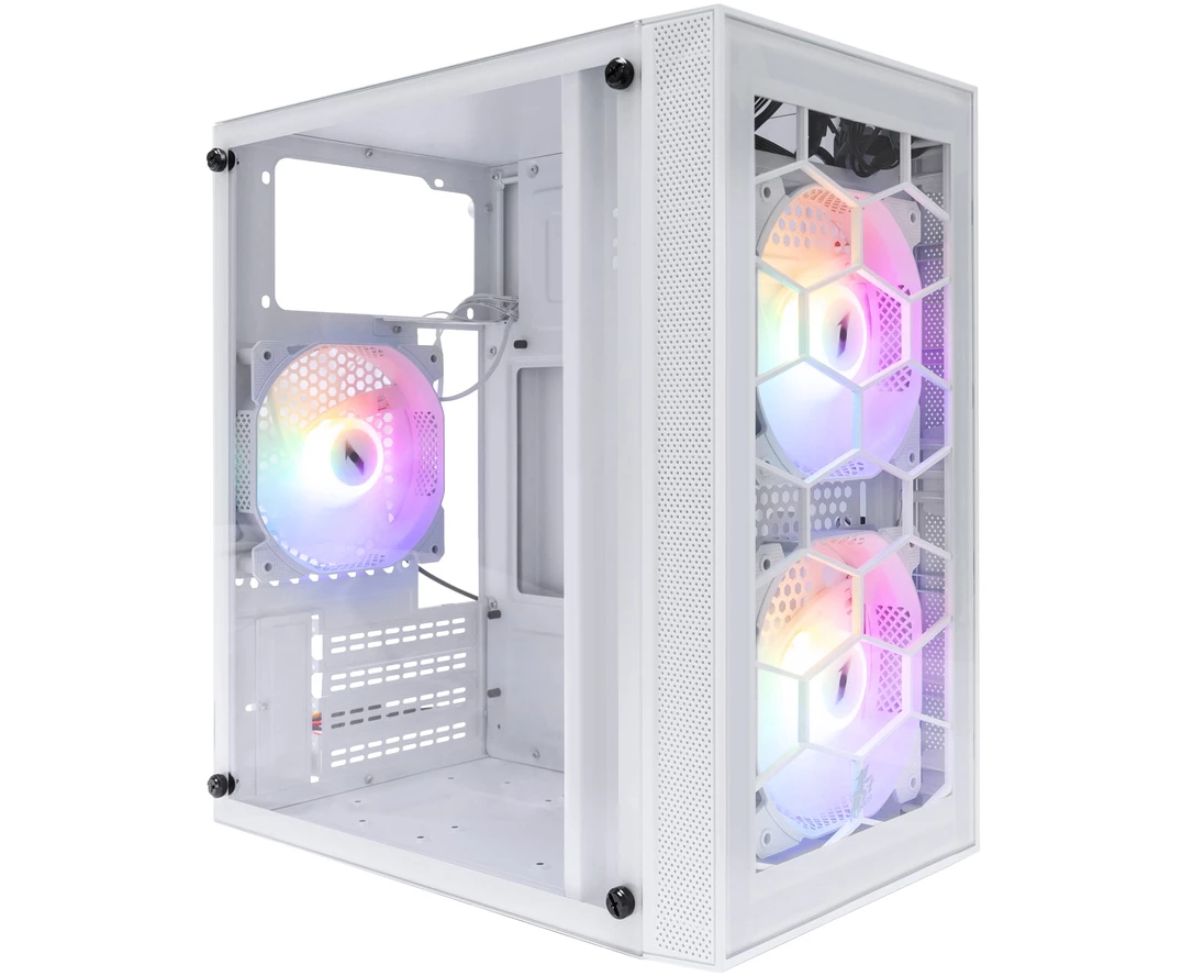 Корпус 1 STPLAYER FIREBASE X1 White (X1-WH-3 F1-W) / m ATX / 3x120mm LED fans