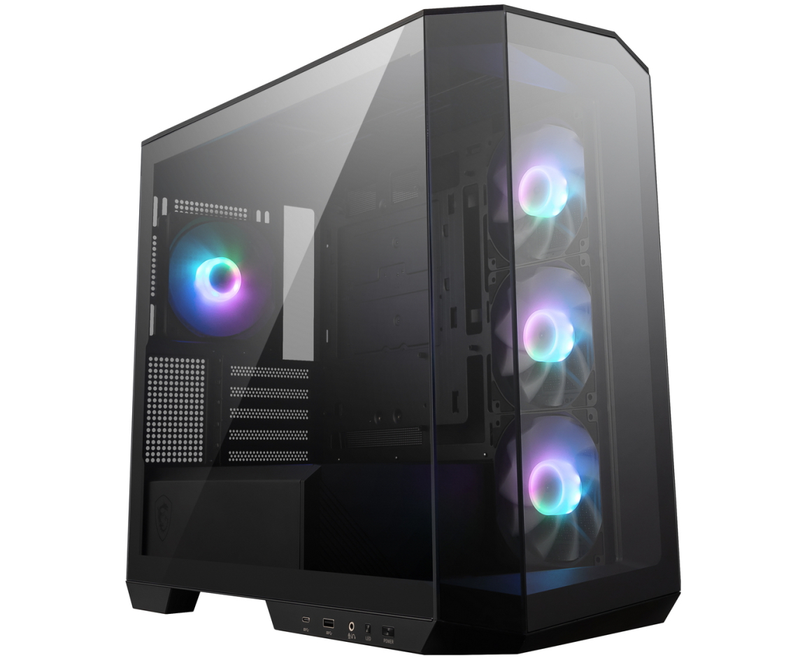 Корпус MSI MAG Pano M100 R PZ (306-7 G24 R21-809), Micro-ATX, 1x USB 3.2 Gen 1, 1x USB 3.2 Gen2 Type-C, 4x120mm ARGB Fan, ARGB+PWM Control Board, TG