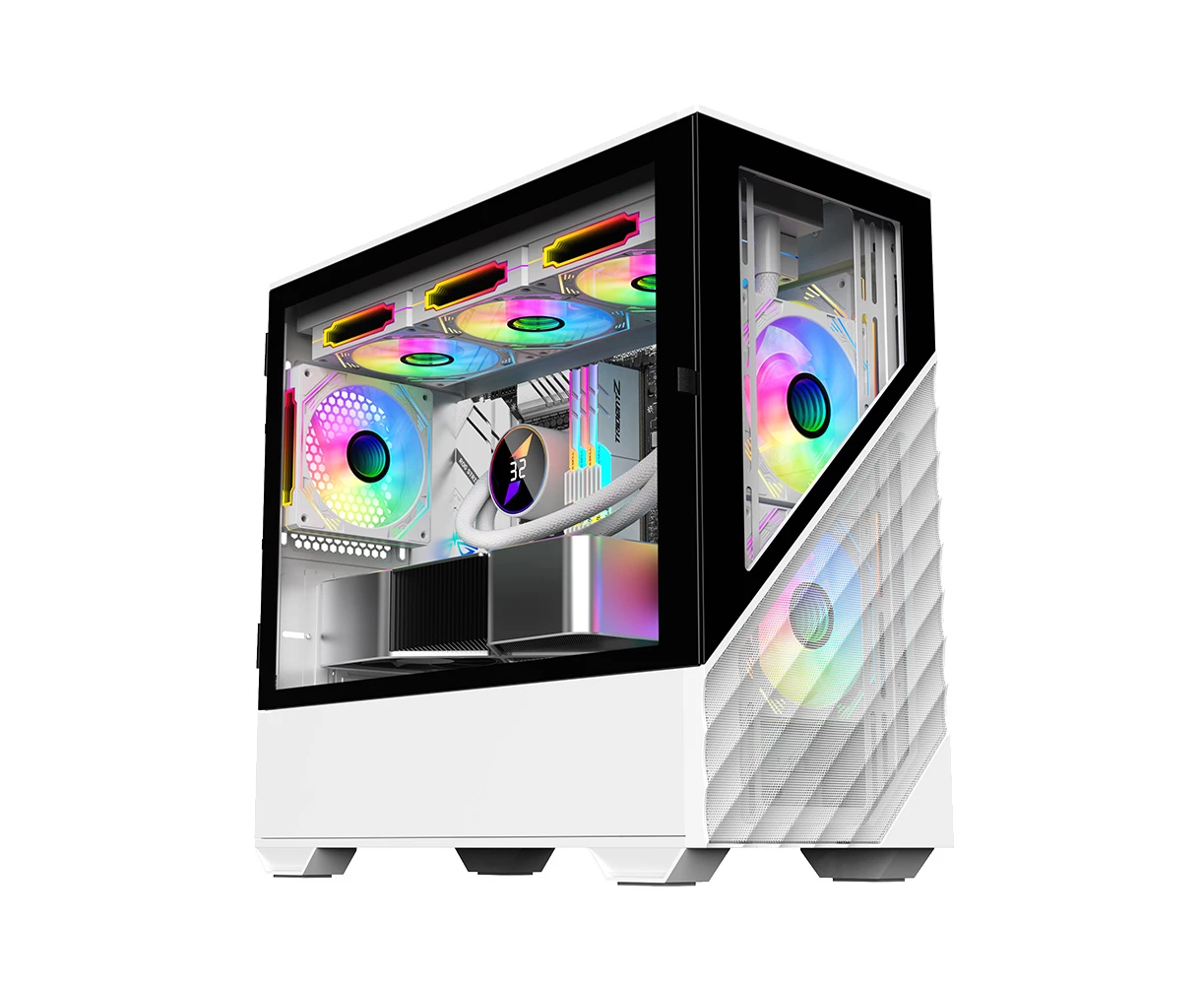 Корпус 1 STPLAYER DK D7 White (D7-WH-3 F1-W) / m ATX / 3x120mm LED fans