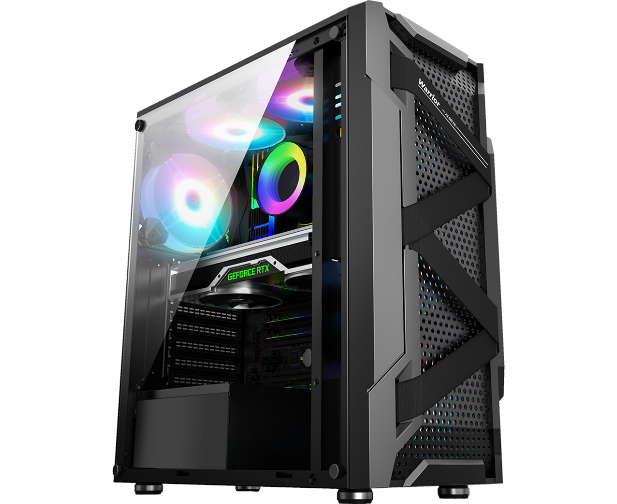 Корпус ALSEYE Warrior-B Mini-ITX/Micro ATX/ATX, USB2.0*2+HD Audio+USB3.0*1, "H.D.D.(3.5")*2pcs+S.S.D(2.5")*2pcs, 354*185*413mm"