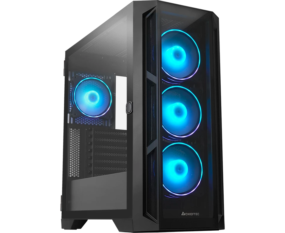 Корпус CHIEFTEC Apex GA-01 B-TG-OP без БП, боковая панель из закал. стекла, 3x ARGB 120мм спереди, 1x ARGB 120мм сзади, черный