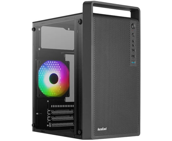 Корпус Aero Cool CS-109-G-BK-v1 (4711099472376) Mini Tower (m ATX, USB3x1, USB2x2, 120mm RGB fan, без БП)