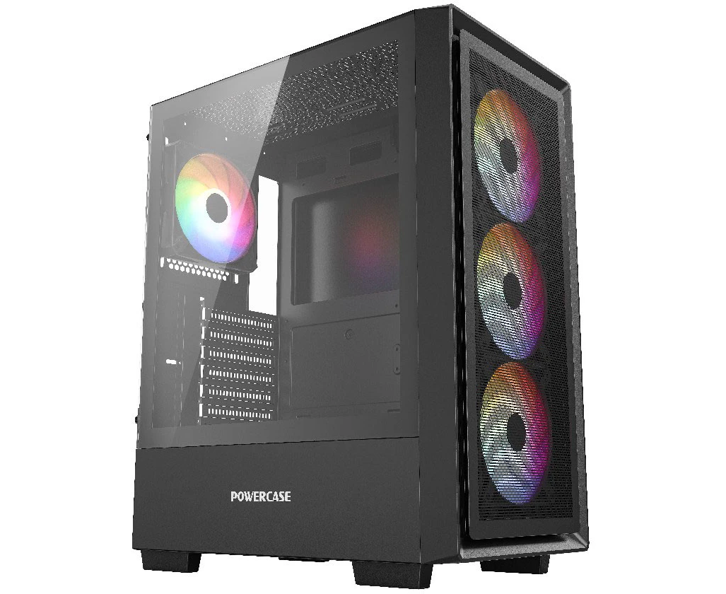 Корпус Powercase Mistral AY4 B ARGB (CMAYB-A4), Tempered Glass, 4x 120mm ARGB Fans, чёрный, ATX