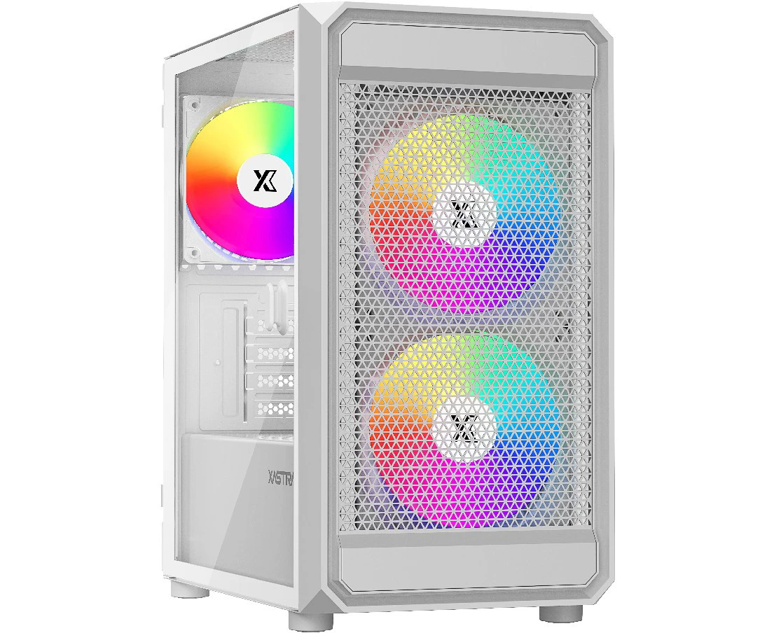 Корпус XASTRA A303 M 3 ARGB White (A303 M-2 FC14 A-1 FC12 A-D-WH) m ATX/Mesh tempered glass 2x140mm + 1x120mm ARGB PWM fans Door