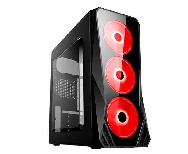 Игровой корпус: De Tech C3148 S USB 2.0 Red Прозрачная боковая панель