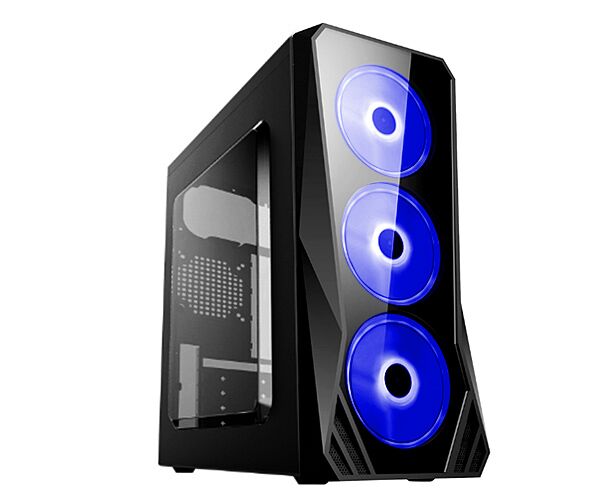 Игровой корпус: De Tech C3148 S USB 2.0 Blue Прозрачная боковая панель