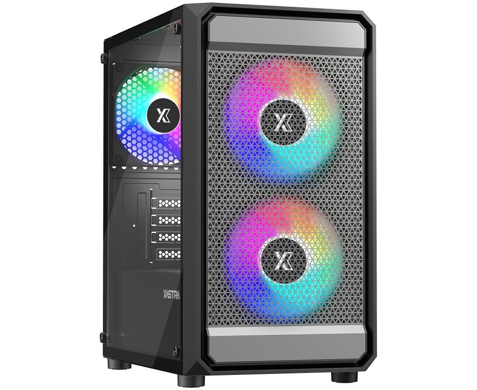 Корпус XASTRA A303 M 3 FRGB Black (A303 M-2 FC14 F-1 FC12 F) m ATX/Mesh/ tempered glass / 2x140mm + 1x120mm FRGB fans