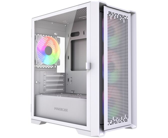 Корпус Powercase Byte Flow Micro White LE (CAMBFW-A4-LE), Tempered Glass, 4х 120mm ARGB PWM fans, белый, m ATX