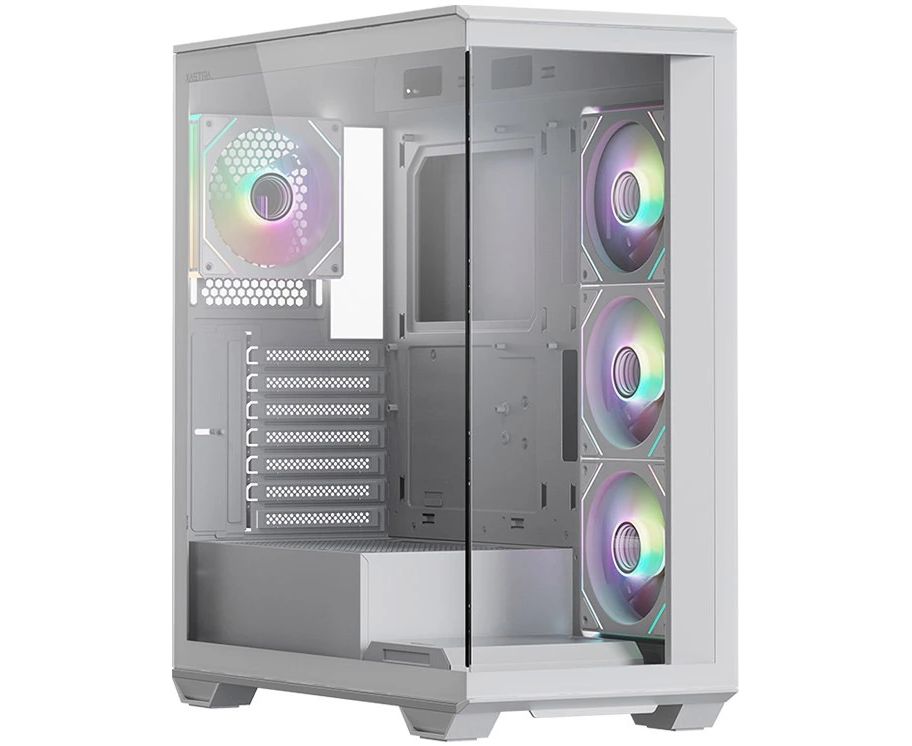 Корпус XASTRA Q600 4 ARGB-C10-WH White (Q600-4 FM12 A-C10-WH) ATX/Aquarium/Screewless/3x120mm ARGB PWM FM fans/Argb+PWM HUB 10port