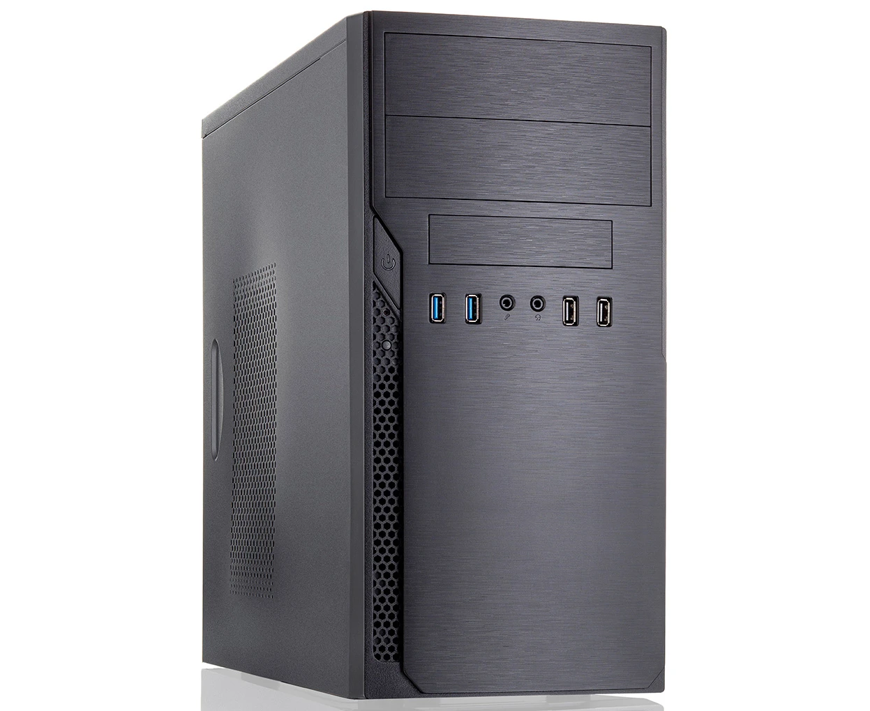 Корпус Foxline FL-628-FZ450 R-U32-S m ATX black, w/PSU 450 W 12cm, w/2x USB2.0, w/pwr cord, w/o Fan, E-lock support