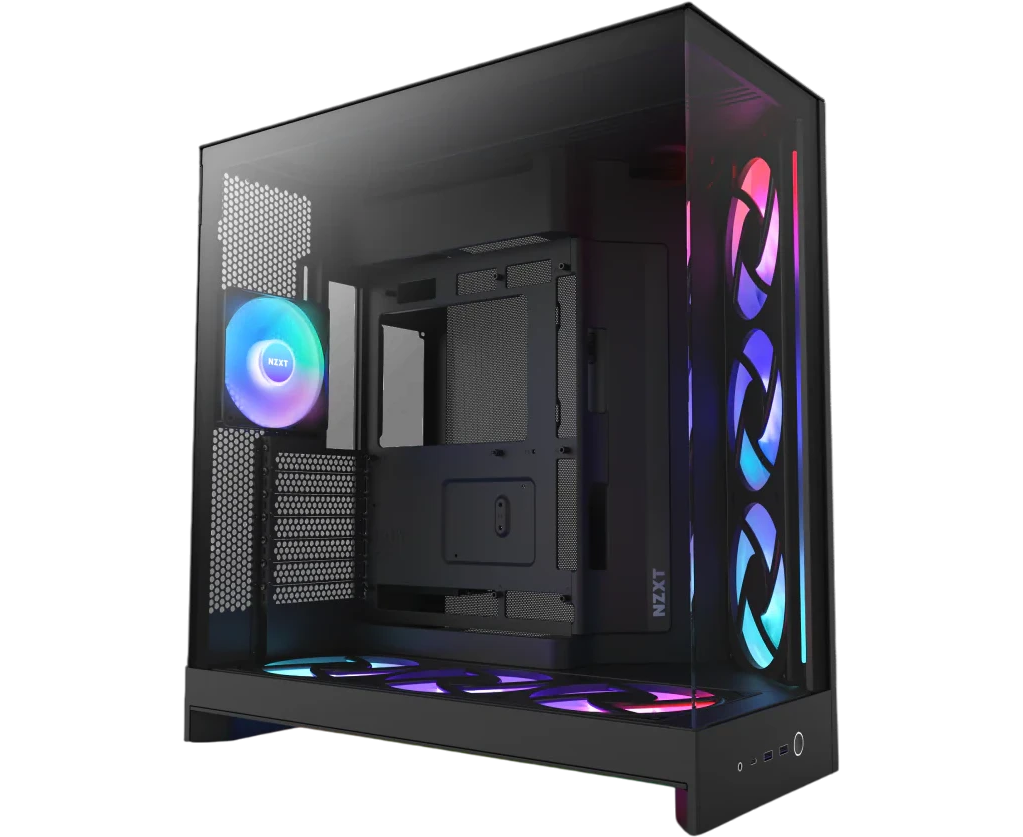 Корпус NZXT H9 Flow RGB+ (CM-H92 FB-P1) без БП (2025), Midi-Tower, TG, 6x140mm + 1x120mm RGB, 2x USB-A 3.2 1x USB-C E-ATX, ATX, m ITX Black