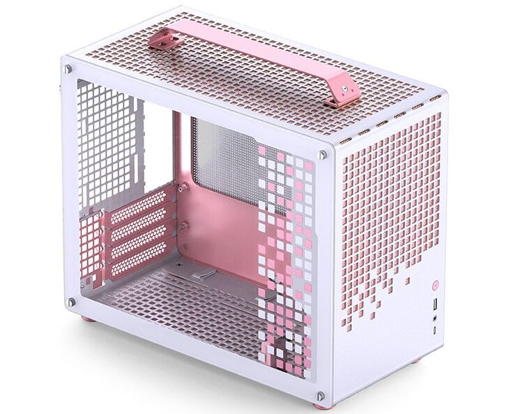 Корпус JONSBO Jonsplus Z20 Pink/White без БП, боковая панель из закал. стекла, mini-ITX, micro-ATX, бело-розовый