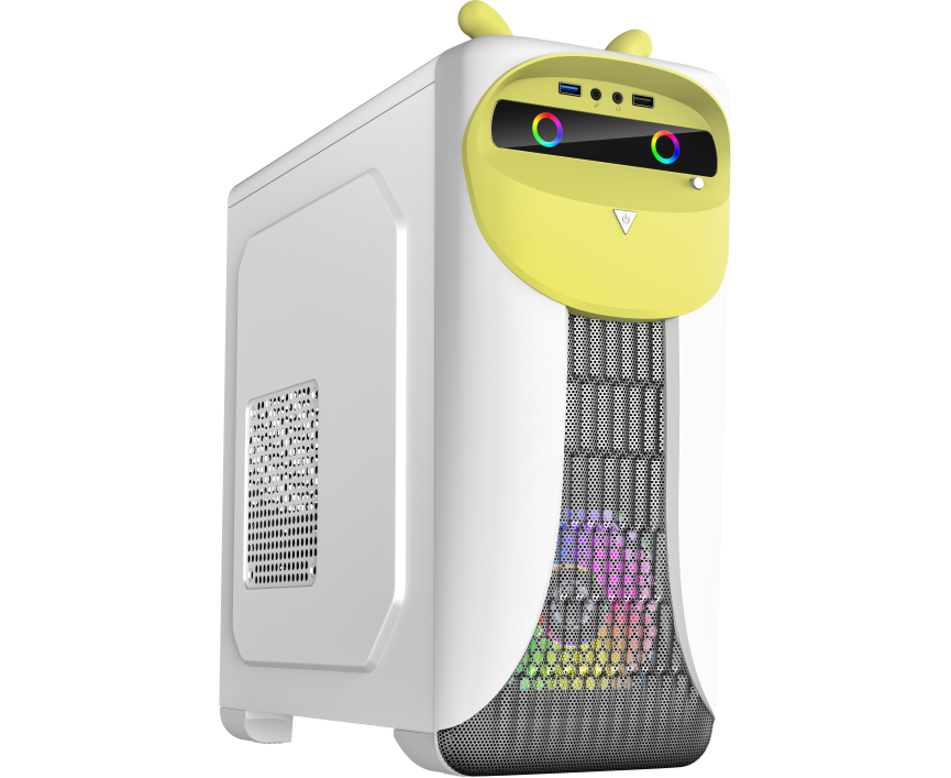 Корпус Game Max Cute Owl W-Y без БП (Midi Tower, ATX, Бело-желтый, 1*USB3.0 + 2*USB2.0, 2*120мм)