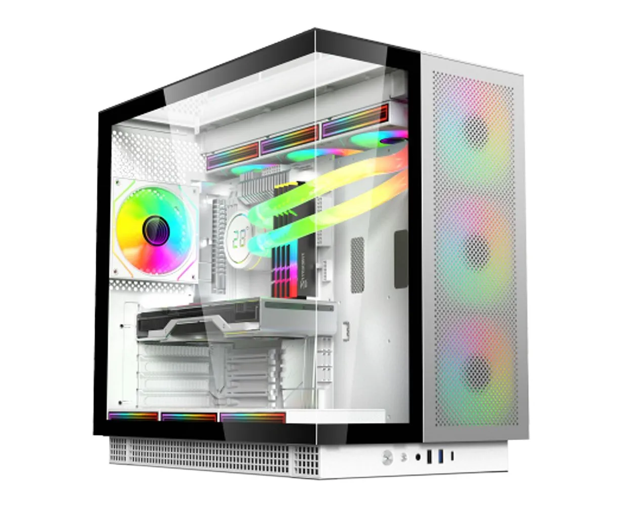 Корпус ACD Phantom 100 (AH-SI1 GC-000) ATX, Type-C + 2 XUSB3.0+HD audio combo, 4 X120mm ARGB fans+Remote control, See View case