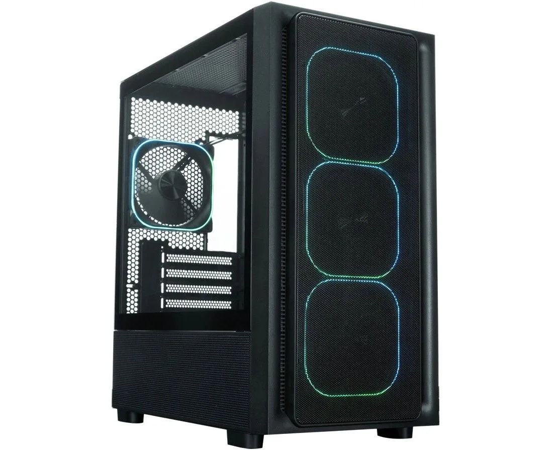 Корпус XASTRA A411 M 4 ARGB-FG Black (A411 M-4 FG12 A) m ATX/Mesh /Screwless TG+mesh panel/ 4x120mm ARGB PWM FG fans