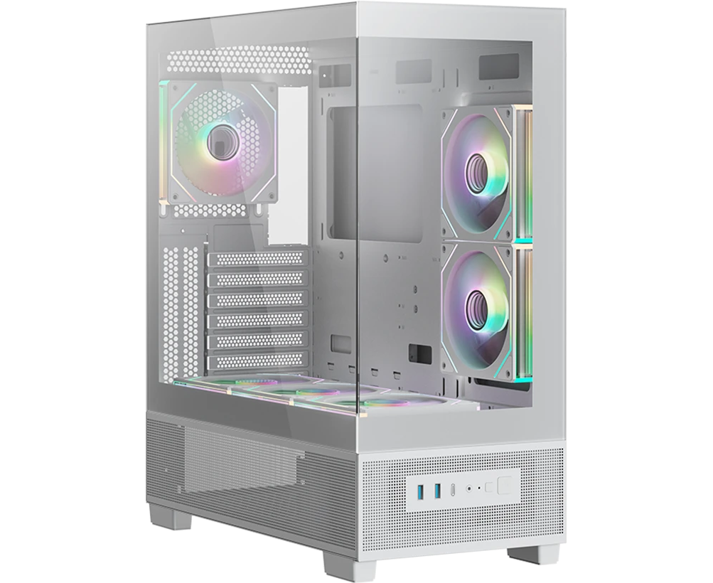 Корпус XASTRA Q500 6 ARGB-C10-UC White (Q500-6 FM12 A-C10-UC-WH) ATX/Aquarium/Screewless/ 6x120mm ARGB PWM FM fans/Argb+PWM HUB 10port/ Type-C