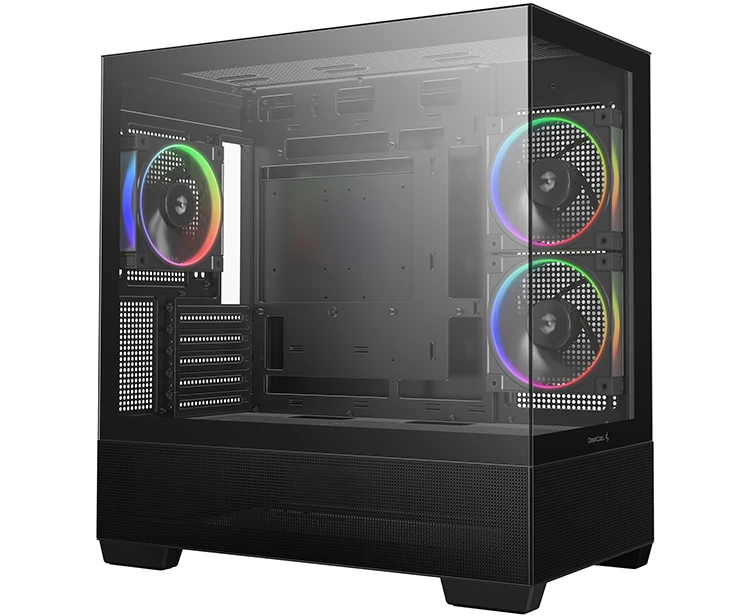 Корпус Deepcool CG380 3 F без БП, боковое окно (панорама), 3x120mm ARGB PWM вентилятора, черный, m ATX