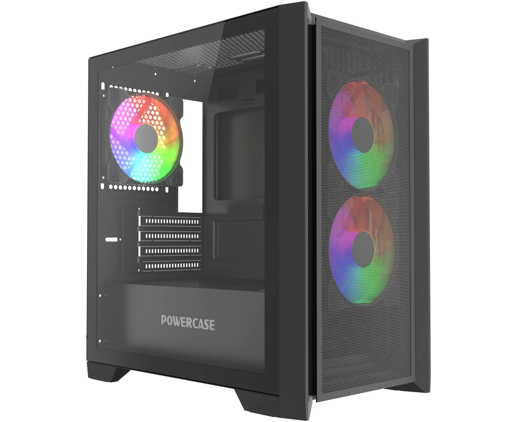Корпус Powercase Alisio Micro Z3 B ARGB V2 (CAMZB-A3-V2), Tempered Glass, 3x 120mm ARGB fan, чёрный, m ATX
