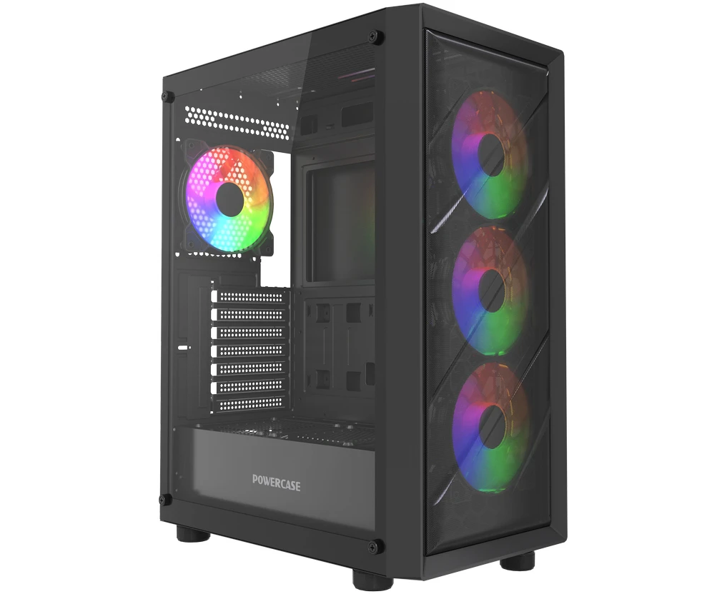 Корпус Powercase Mistral EA21 (CMAEA21-L4), Tempered Glass, 4x 120mm FRGB Fan, чёрный, ATX