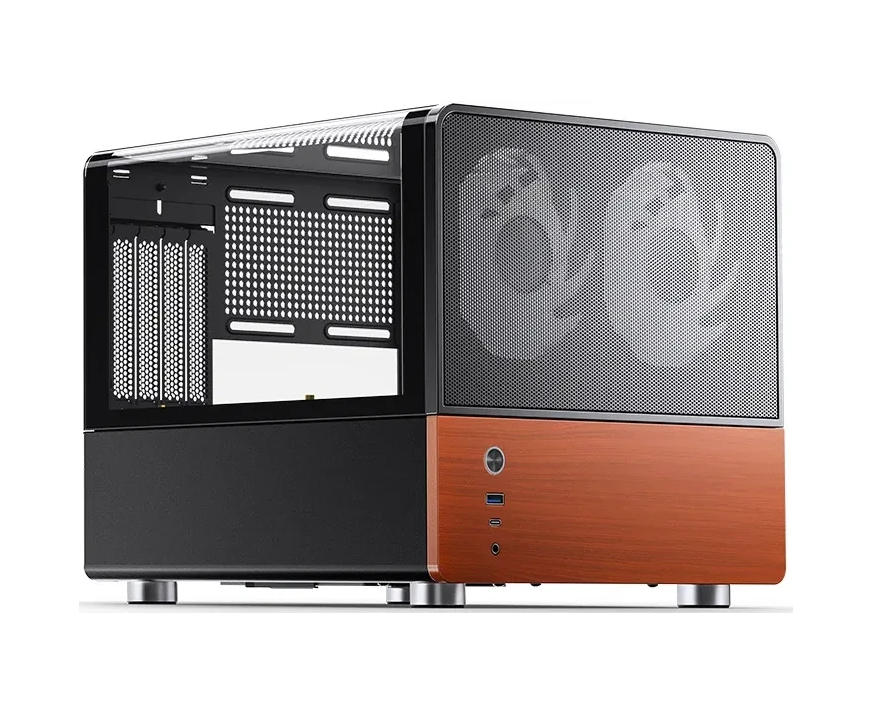 Корпус JONSBO V12 Black без БП, боковая панель из закаленного стекла (панорама), mini-ITX, micro-ATX, черный