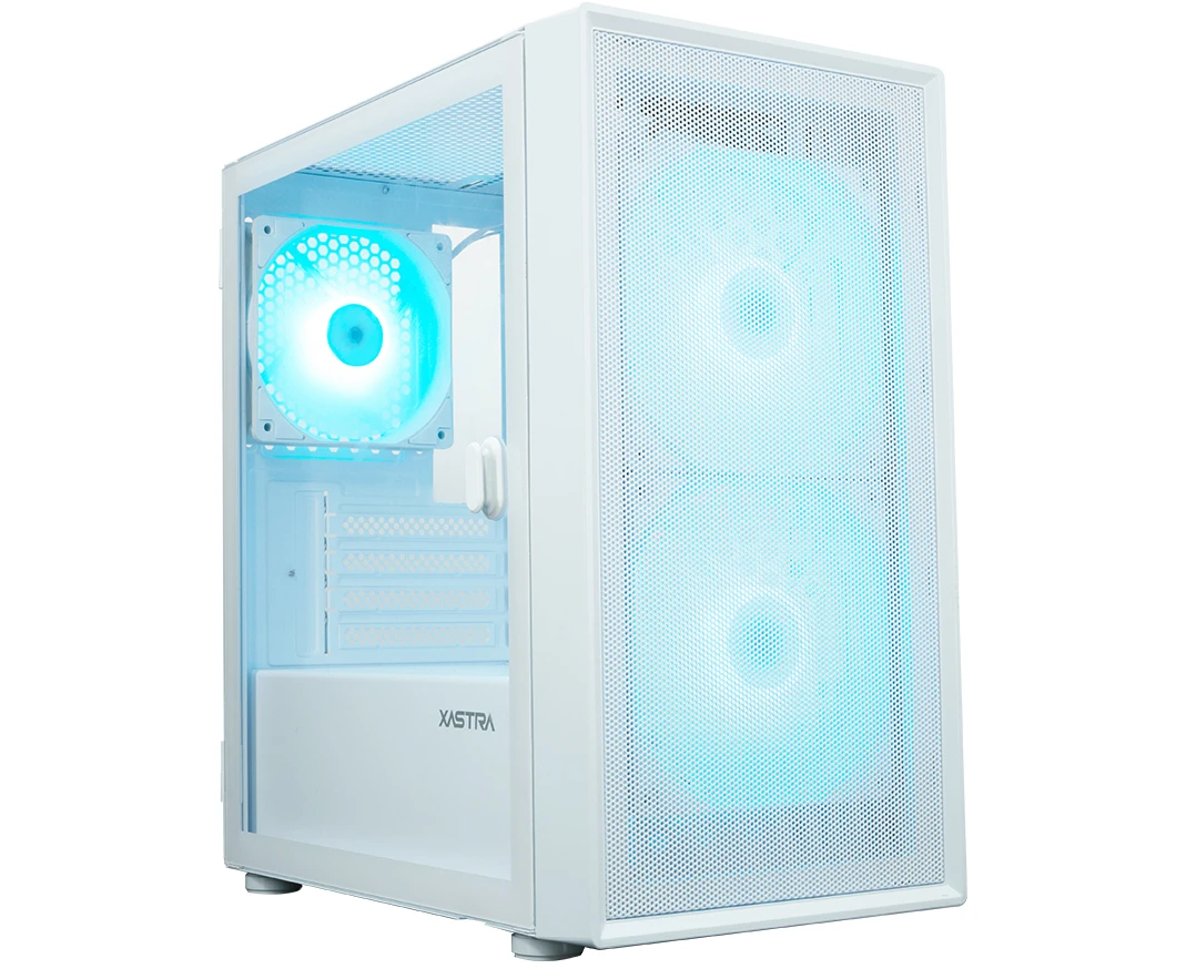 Корпус XASTRA A305 M 3 ARGB White (A305 M-2 FC14 A-1 FC12 A-D-WH) m ATX/Mesh/ tempered glass / 2x140mm + 1x120mm ARGB PWM FC fans/ Door