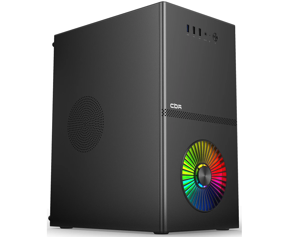 Корпус CBR V867 (PCC-MATX-V867-WPSU), без БП, m ATX Minitower, 1*USB 3.0, 2*USB 2.0, HD Audio+Mic, Rainbow Fan, Black