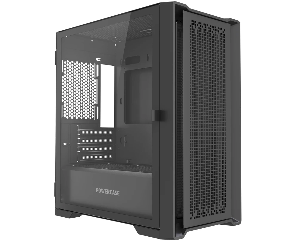Корпус Powercase Byte Flow Micro NF (CAMBNF-F0), Black,Tempered Glass, W/O fans, чёрный, m ATX