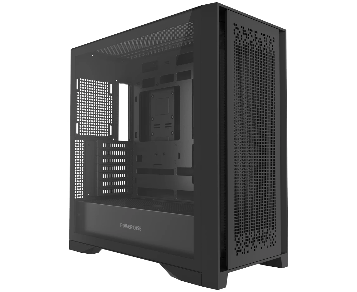 Корпус Powercase Byte Flow Pro (CH9 GPB-F0), Black, Tempered Glass, Type-C, W/O fans, чёрный, E-ATX