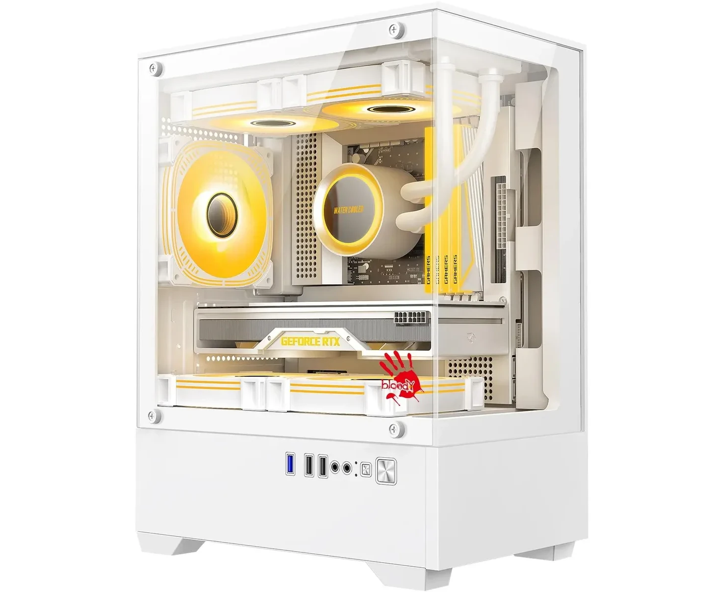 Корпус BLOODY CC-125 (cc-125-wh), m ATX, Mini-Tower, без БП, белый