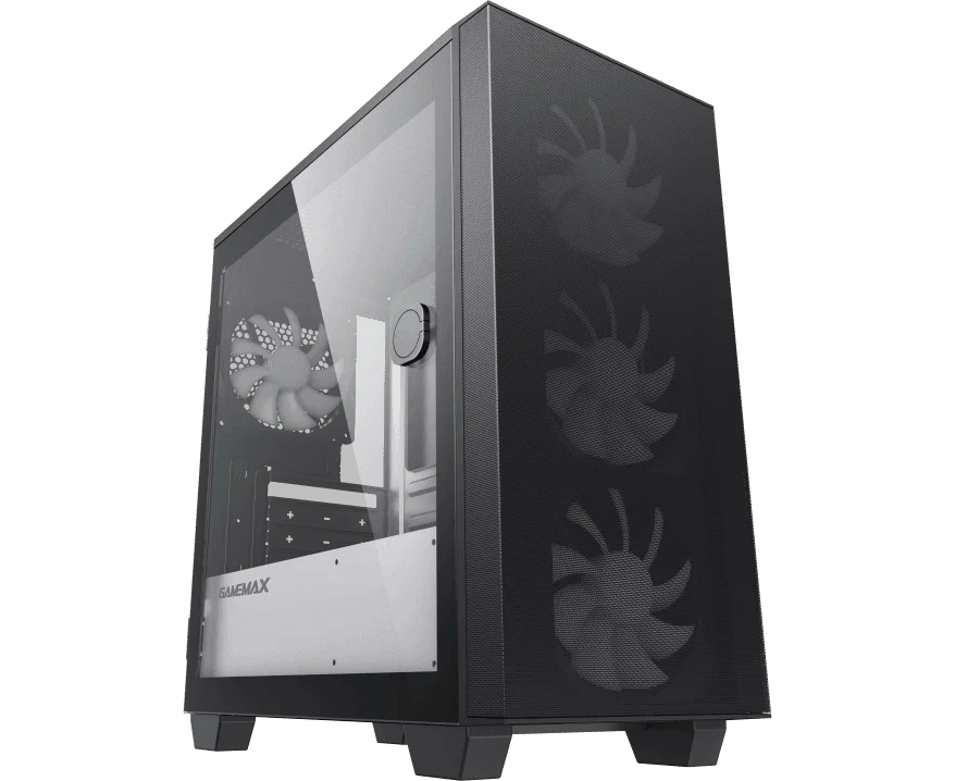 Корпус Game Max Aero Mini Eco black, w/o PSU, m ATX 1x USB3.0+1x USB2.0+HD-Audio, w/3x12cm white blade fan